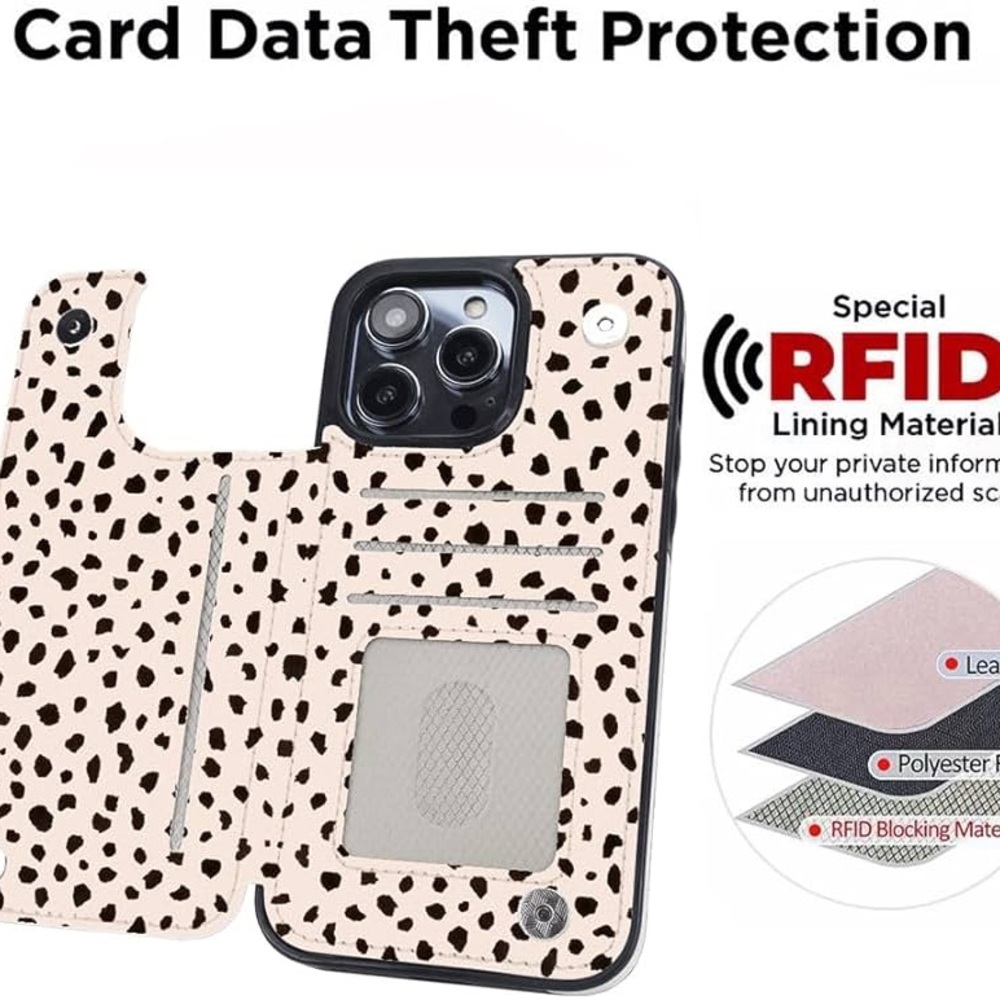 🆕 Almond Latte Leopard Print Wallet Phone Case IPhone 15Pro Max 6.7 - Picture 5 of 15
